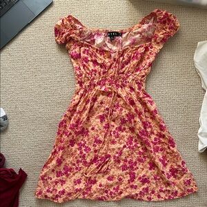 Motel Rocks Floral Mini Dress in Pink and Orange
